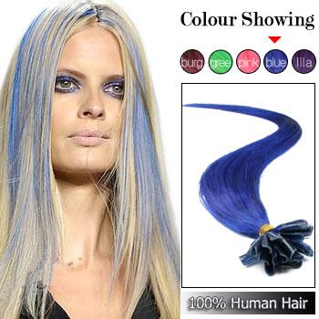 Nail Tip Human Prebond Hair Extensions blue