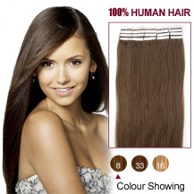 Glue Tape Remy Hair Extensions #8 Dark Brown